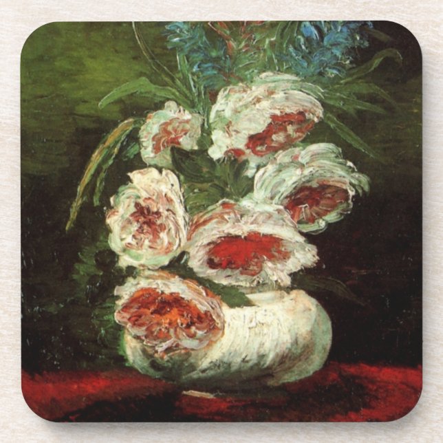 Vase with Peonies by Vincent van Gogh Coaster (Front)