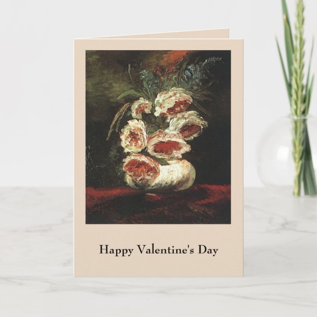 Vase with Peonies by Vincent van Gogh Holiday Card (Front)