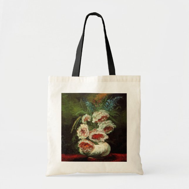 Vase with Peonies by Vincent van Gogh Tote Bag (Front)