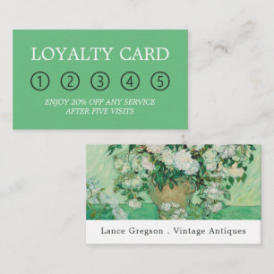 Vase With Pink Roses, Antique Dealer Business Loyalty Card
