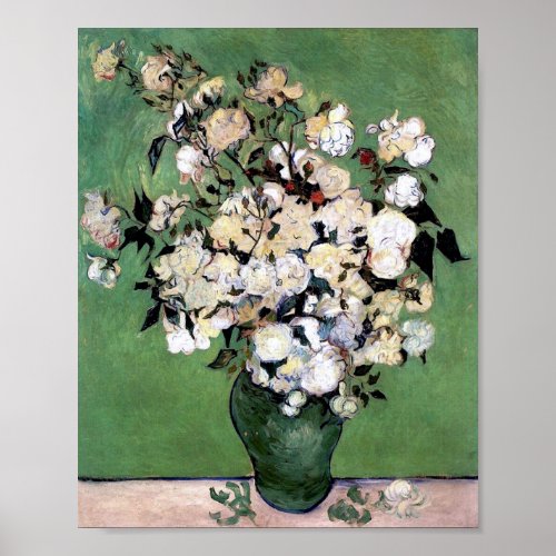 Vase with Pink Roses F682 Van Gogh Fine Art Poster