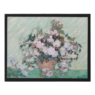 Vase with Pink Roses, Van Gogh Faux Canvas Print