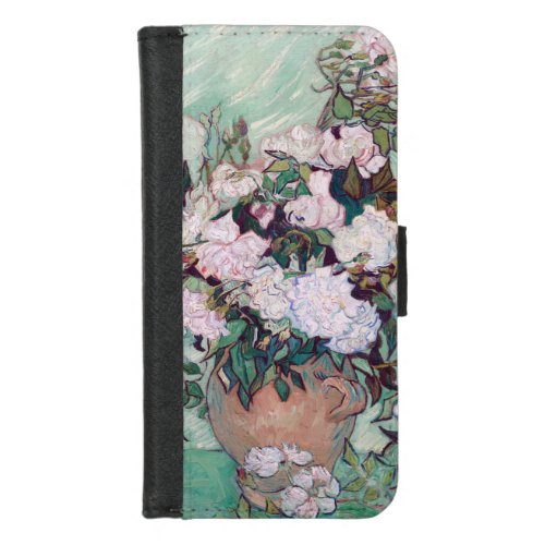 Vase with Pink Roses Van Gogh iPhone 87 Wallet Case