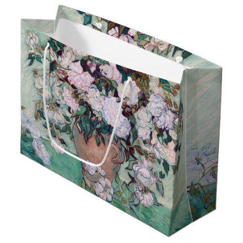 Vase with Pink Roses Van Gogh Large Gift Bag