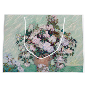 Vase with Pink Roses, Van Gogh Large Gift Bag