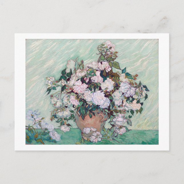 Vase with Pink Roses, Van Gogh Postcard (Front)