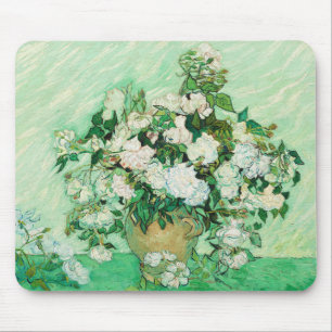 Vase with Pink Roses, Vincent Van Gogh Mouse Pad