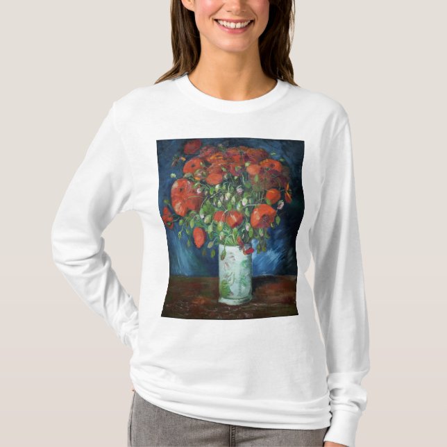 Vase with Poppies 1886 by Vincent van Gogh T-Shirt (Front)