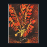 Vase with Red Gladioli Van Gogh FIne Art Postcard<br><div class="desc">Vincent Willem van Gogh (30 March 1853 – 29 July 1890) was a Dutch Post-Impressionist artist. Some of his paintings are now among the world's best known,  most popular and expensive works of art. 

 Oil on canvas,  50 x 39 cm. Private collection.</div>