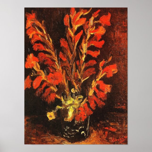 Vase with Red Gladioli Van Gogh FIne Art Poster (Front)