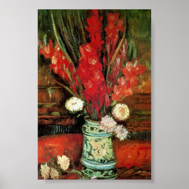 Vase with Red Gladioli Van Gogh Fine Art Poster (Front)