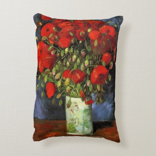 Vase with Red Poppies by Vincent van Gogh Accent Pillow