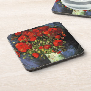 Vase with Red Poppies by Vincent van Gogh Beverage Coaster