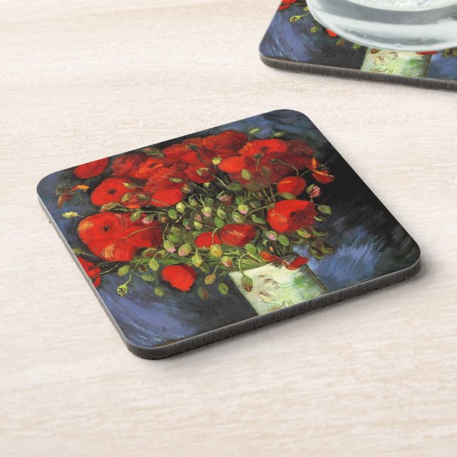 Vase with Red Poppies by Vincent van Gogh Beverage Coaster (Left Side)