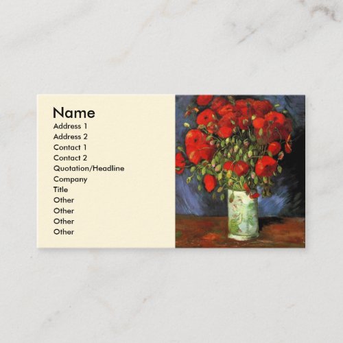 Vase with Red Poppies by Vincent van Gogh Business Card