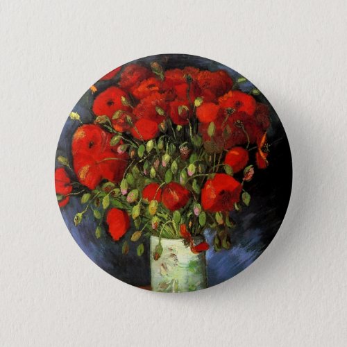 Vase with Red Poppies by Vincent van Gogh Button