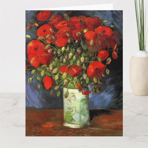 Vase with Red Poppies by Vincent Van Gogh  Card