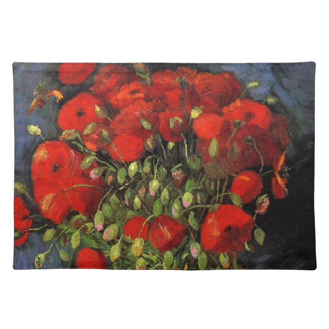 Vase with Red Poppies by Vincent van Gogh Cloth Placemat (Front)