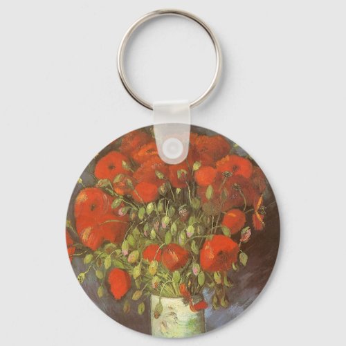 Vase with Red Poppies by Vincent van Gogh Keychain