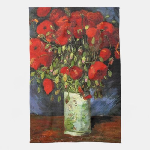 Vase with Red Poppies by Vincent van Gogh Kitchen Towel