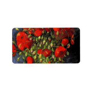 Vase with Red Poppies by Vincent van Gogh Label