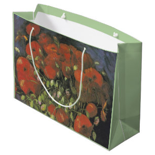 Vase with Red Poppies by Vincent van Gogh Large Gift Bag