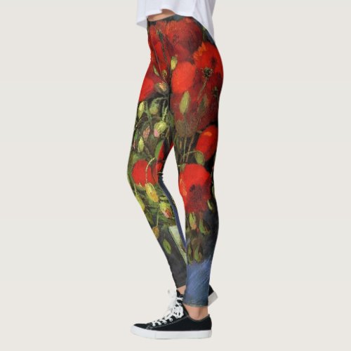 Vase with Red Poppies by Vincent van Gogh Leggings