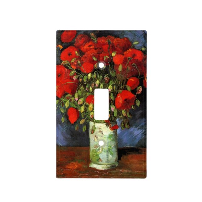 Vase with Red Poppies by Vincent van Gogh Light Switch Cover (Front)