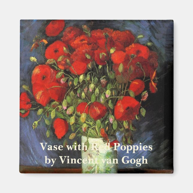 Vase with Red Poppies by Vincent van Gogh Magnet (Front)