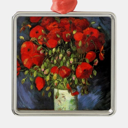 Vase with Red Poppies by Vincent van Gogh Metal Ornament