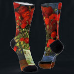 Vase with Red Poppies by Vincent van Gogh Socks<br><div class="desc">Vase with Red Poppies by Vincent van Gogh is a vintage fine art post impressionism still life floral nature painting. A beautiful bouquet of blooming red poppy flowers from the garden in a vase. This Valentine's Day say I Love You with flowers that will last a lifetime. About the artist:...</div>
