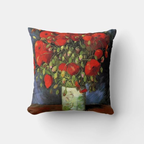 Vase with Red Poppies by Vincent van Gogh Throw Pillow