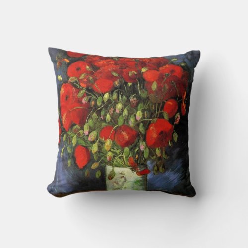 Vase with Red Poppies by Vincent van Gogh Throw Pillow