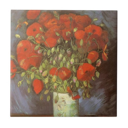 Vase with Red Poppies by Vincent van Gogh Tile