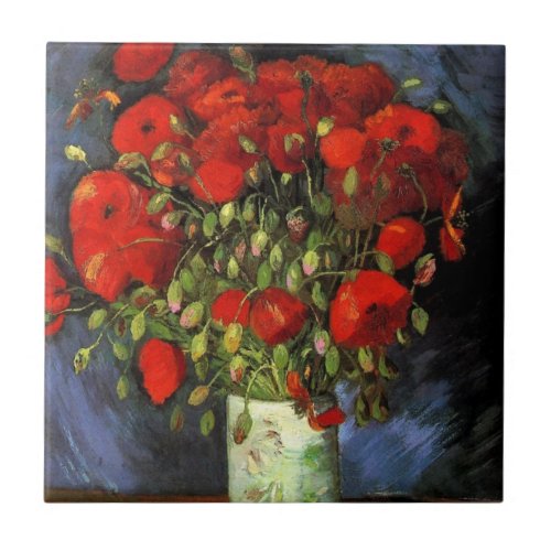 Vase with Red Poppies by Vincent van Gogh Tile