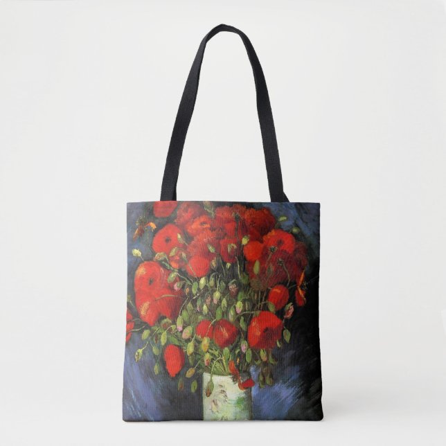 Vase with Red Poppies by Vincent van Gogh Tote Bag (Front)