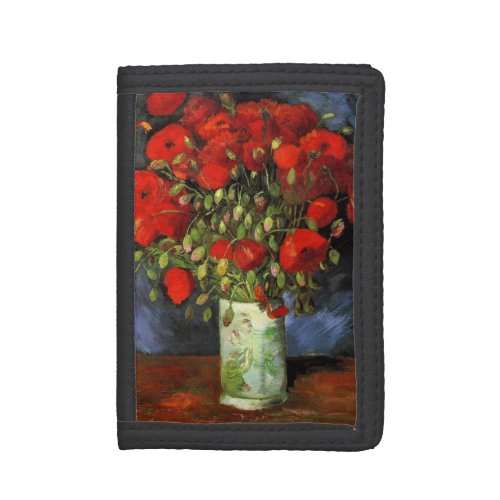 Vase with Red Poppies by Vincent van Gogh Trifold Wallet