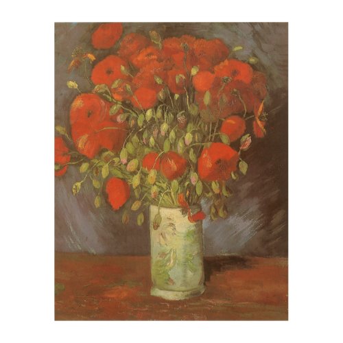 Vase with Red Poppies by Vincent van Gogh Wood Wall Art