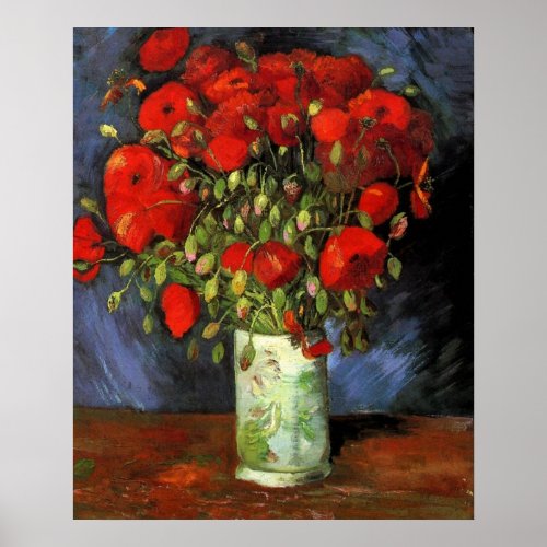 Vase with Red Poppies by Vincent Willem van Gogh Poster
