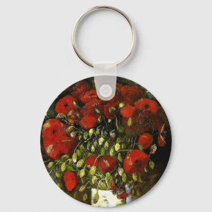 Vase with Red Poppies Van Gogh Fine Art Keychain