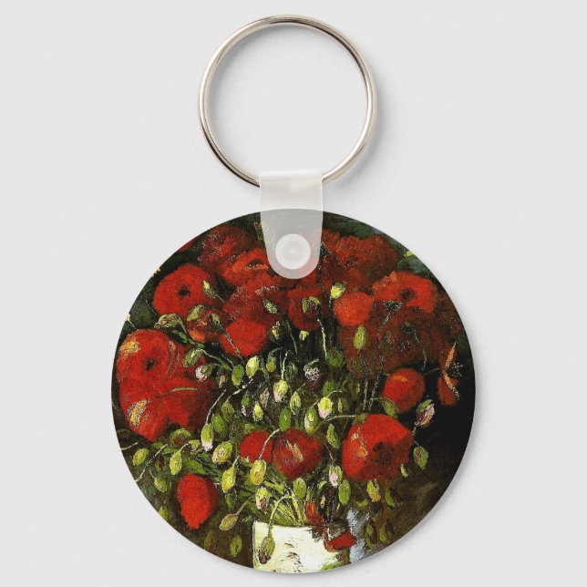 Vase with Red Poppies Van Gogh Fine Art Keychain (Front)