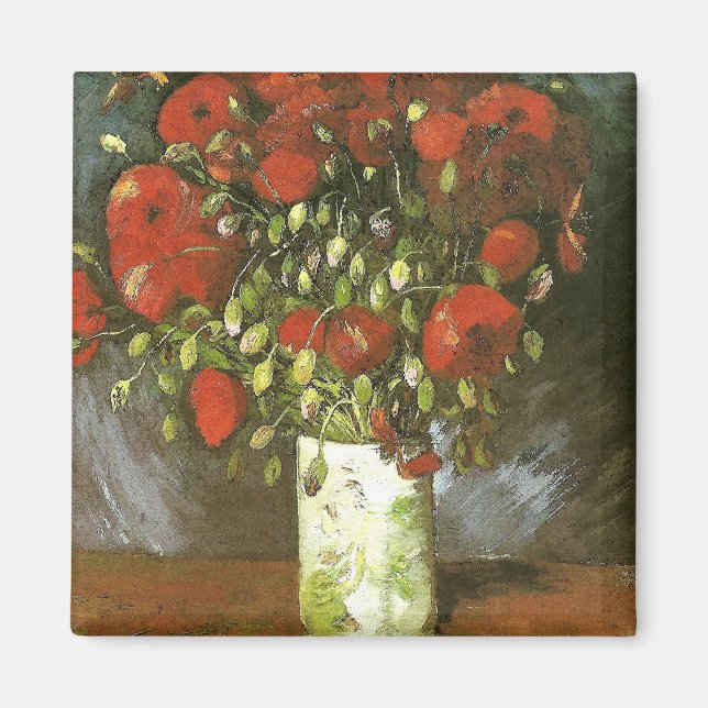 Vase with Red Poppies Van Gogh Fine Art Magnet (Front)