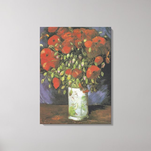 Vase with Red Poppies Vincent van Gogh Canvas Print (Front)
