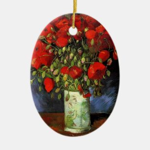 Vase with Red Poppies Vincent van Gogh Ceramic Ornament