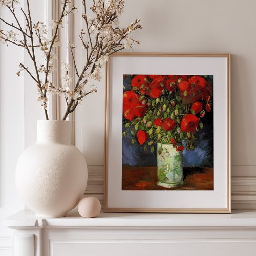 Vase with Red Poppies  Vincent Van Gogh Framed Art