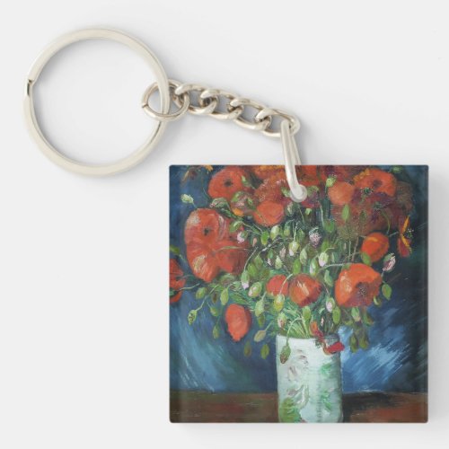 Vase with Red Poppies Vincent van Gogh   Keychain