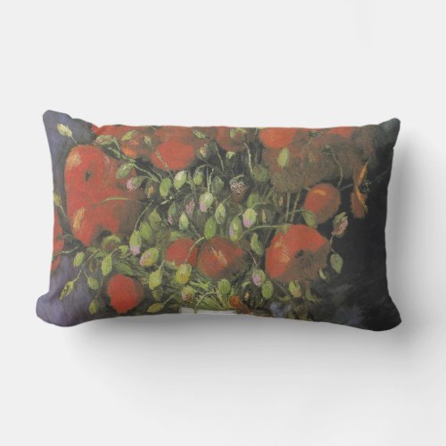 Vase with Red Poppies Vincent van Gogh Lumbar Pillow