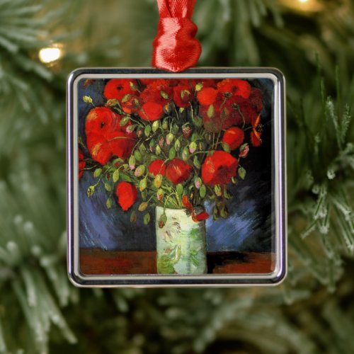 Vase with Red Poppies  Vincent Van Gogh Metal Ornament