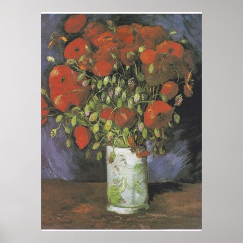 Vase with Red Poppies Vincent van Gogh Poster