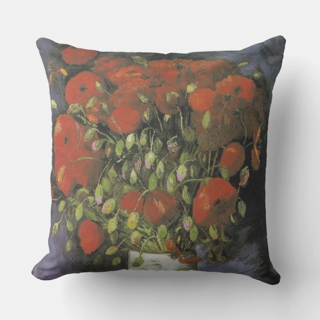 Vase with Red Poppies Vincent van Gogh Throw Pillow (Front)